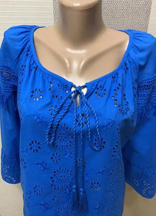 Роскошная синяя блузка « ришелье». 10-12 рр. george4 фото