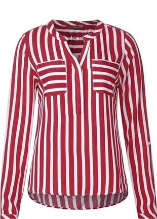 Неймовірного якості смугаста блузка віскозна блузка сорочка з регулюючими рукавами в смужку4 фото