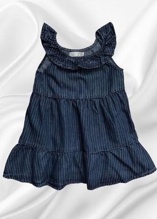 Джинсовый сарафан в полоску zara на девочку 3-4 года2 фото