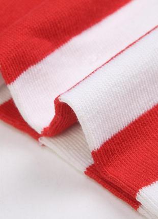 Червоно білі гольфи до коліна у смужку довгі шкарпетки яскраві гетри смугасті3 фото