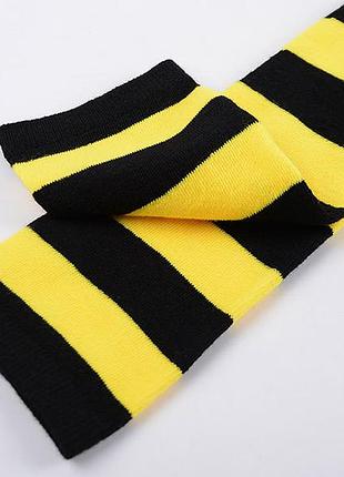 Смугасті гольфи бджілка 3141 довгі шкарпетки яскраві гетри бджола джміль жовтий чорний