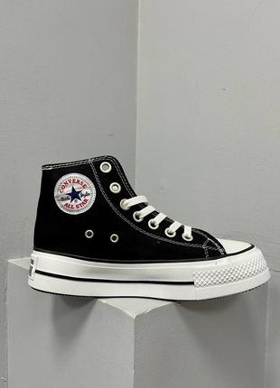 Кеды женские converse chuck taylor all star platform черные/белые (конверс, конверсы, кроссовки)