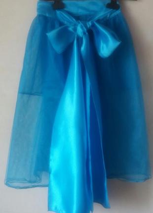 Голубая юбка-пачка с бантом3 фото
