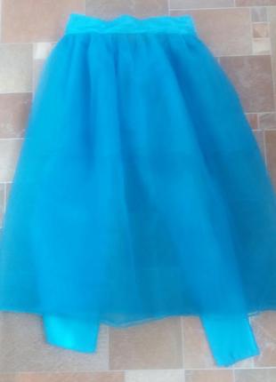 Голубая юбка-пачка с бантом4 фото