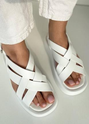 Распродажа натуральные белые премиальные босоножки - сандалии 37р.1 фото
