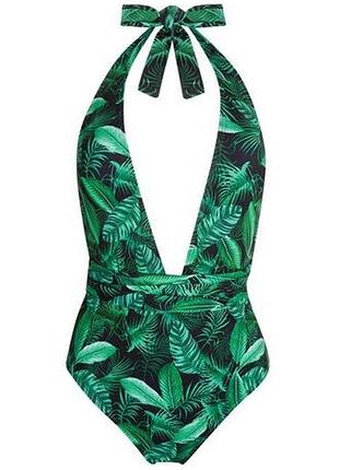 Мега классный слитный купальник в тропический принт с поясом primark 07-23💜🍹💜