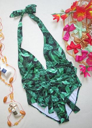 Мега классный слитный купальник в тропический принт с поясом primark 💜🍹💜
