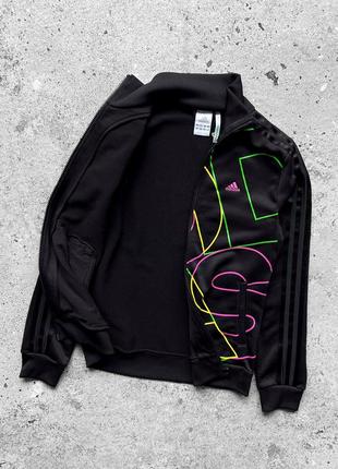Adidas women's big print black track jacket женская олимпийка3 фото