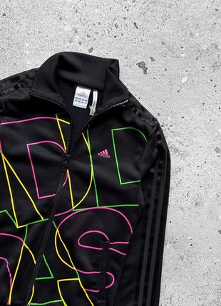 Adidas women's big print black track jacket женская олимпийка2 фото