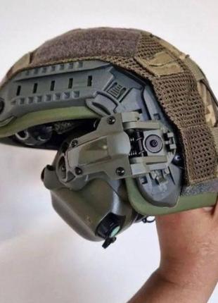 Каска військова тактичний шолом fast helmet nij iiia олива навушники earmor m31h чебурашка бронешлем