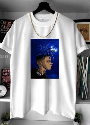 Футболка з принтом xxxtentacion аніме oversize оверсайз біла та чорна