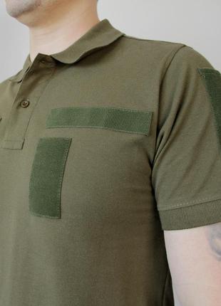 Футболка олива/хаки котон, футболка поло с липучками (размер xl), армейская рубашка под шевроны5 фото