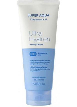 Пенка для умывания увлажняющая гиалуронова missha super aqua ultra hyalron foaming cleanser 200мл3 фото