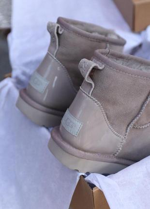 Шикарні хутряні чобітки ugg mini mokko в сірому кольорі (осінь-зима-весна)😍6 фото