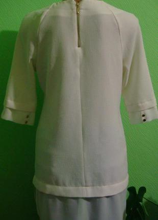 Блуза кольору ванілі комбінована шифоном2 фото