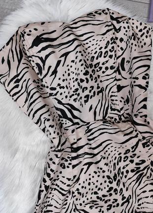 Женское платье без бретелек h&m бежевое с животным принтом корсет с косточками размер l3 фото