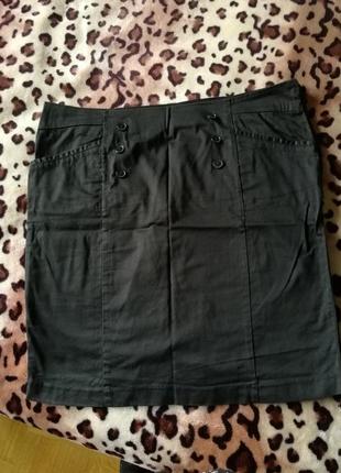 Коттоновая чёрная юбка3 фото