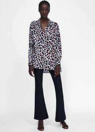 Леопардова рубашка сорочка zara m