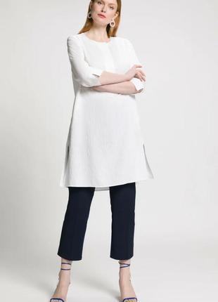 Белое льняное летнее платье миди женское selection by ulla popken, размер xl, 2xl1 фото