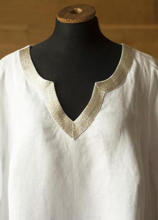 Белое льняное летнее платье миди женское selection by ulla popken, размер xl, 2xl3 фото