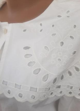 Біла сорочка блуза з прошви  воротником бренд6 фото