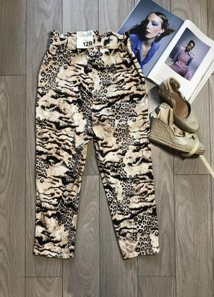 Брюки коттоновые, высокая посадка от river island p.12r6 фото