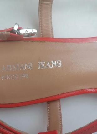 Красные лаковые кожаные босоножки armani jeans оригинал (к110)6 фото