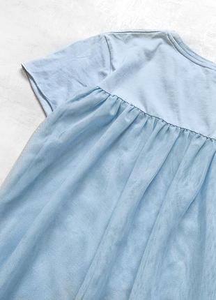 Новая блуза-футболка небесно-голубого цвета со стильным поясом репсовой лентой5 фото