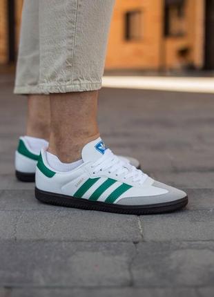 Кроссовки adidas samba white/green gum