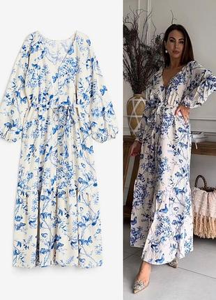 Вискозное креповое платье h&m  с бабочками  50-52-54