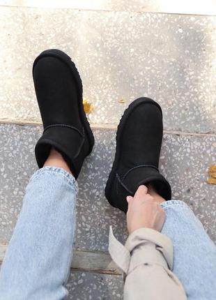 Шикарные ugg mini в черном цвете из теплого меха (осень-зима-весна)😍7 фото