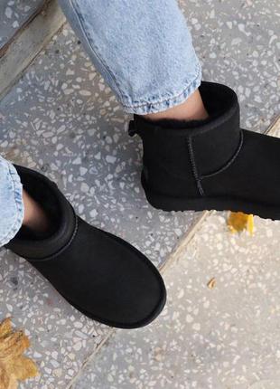 Шикарные ugg mini в черном цвете из теплого меха (осень-зима-весна)😍8 фото