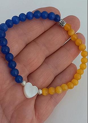 Патриотический браслет из натурального камня3 фото