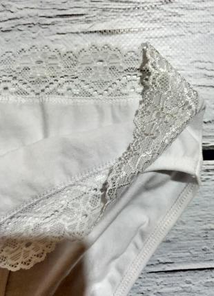 Труси жіночі трусики білі хіпстери бікіні bella бавовняні з мереживом2 фото