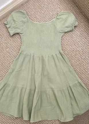 Літня сукня, плаття з мусліну оливкового кольору
