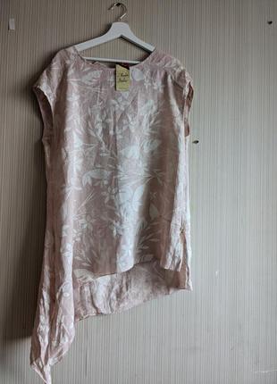 Нова подовжена лляна асіметрична блуза оверсайз італія1 фото