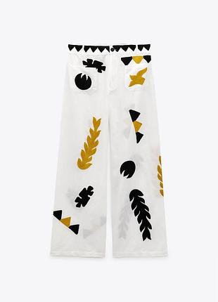 Брюки женские льняные брюки с принтом zara new3 фото