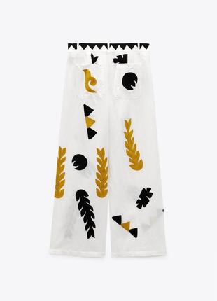 Брюки женские льняные брюки с принтом zara new5 фото