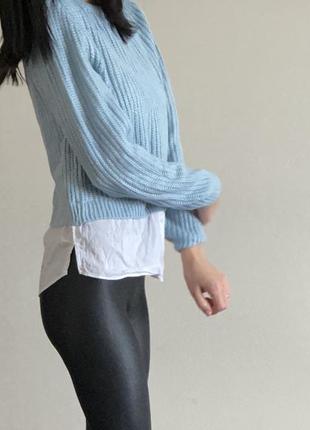 Вязаный свитер с имитацией рубашки2 фото