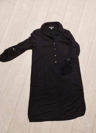 Чорна сукня сорочка міді з розрізами3 фото