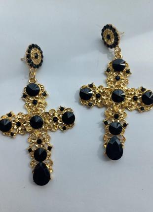 Сережки хрести чорні
