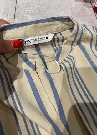 Вискозная рубашка блуза зара размер м в полоску7 фото