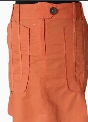 Marc cain n3 хлопковая юбка оранжевая с карманами