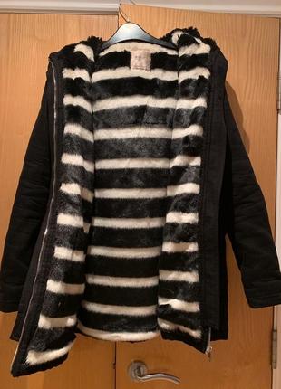 Стильное теплое утеплненное пальто на меховой подстежке принт зебра евро зима zara8 фото