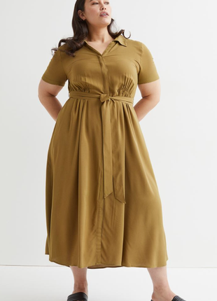 Оливковое вискозное платье h&m 44-46 m/l1 фото
