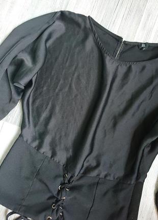 Красивая женская черная блуза с шнуровкой р.42/44 блузка блузочка9 фото