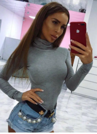 (1042) чудовий сірий боді missguided з горлом із довгим рукавом/розмір євро 32