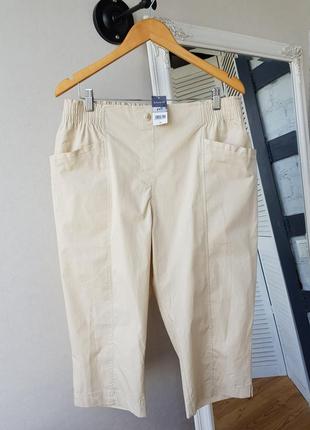 Бежевые летние укороченные брюки2 фото