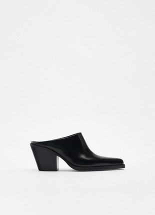 Шикарные кожаные мюли zara оригинал р 37