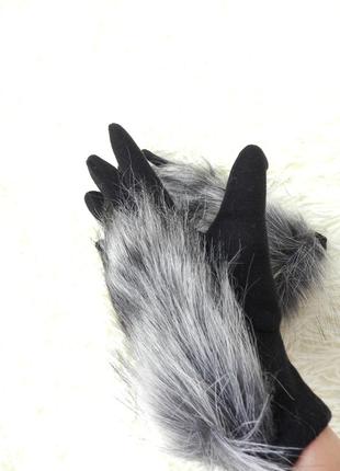 ✅ перчатки зима эко мех лиса чернобурка